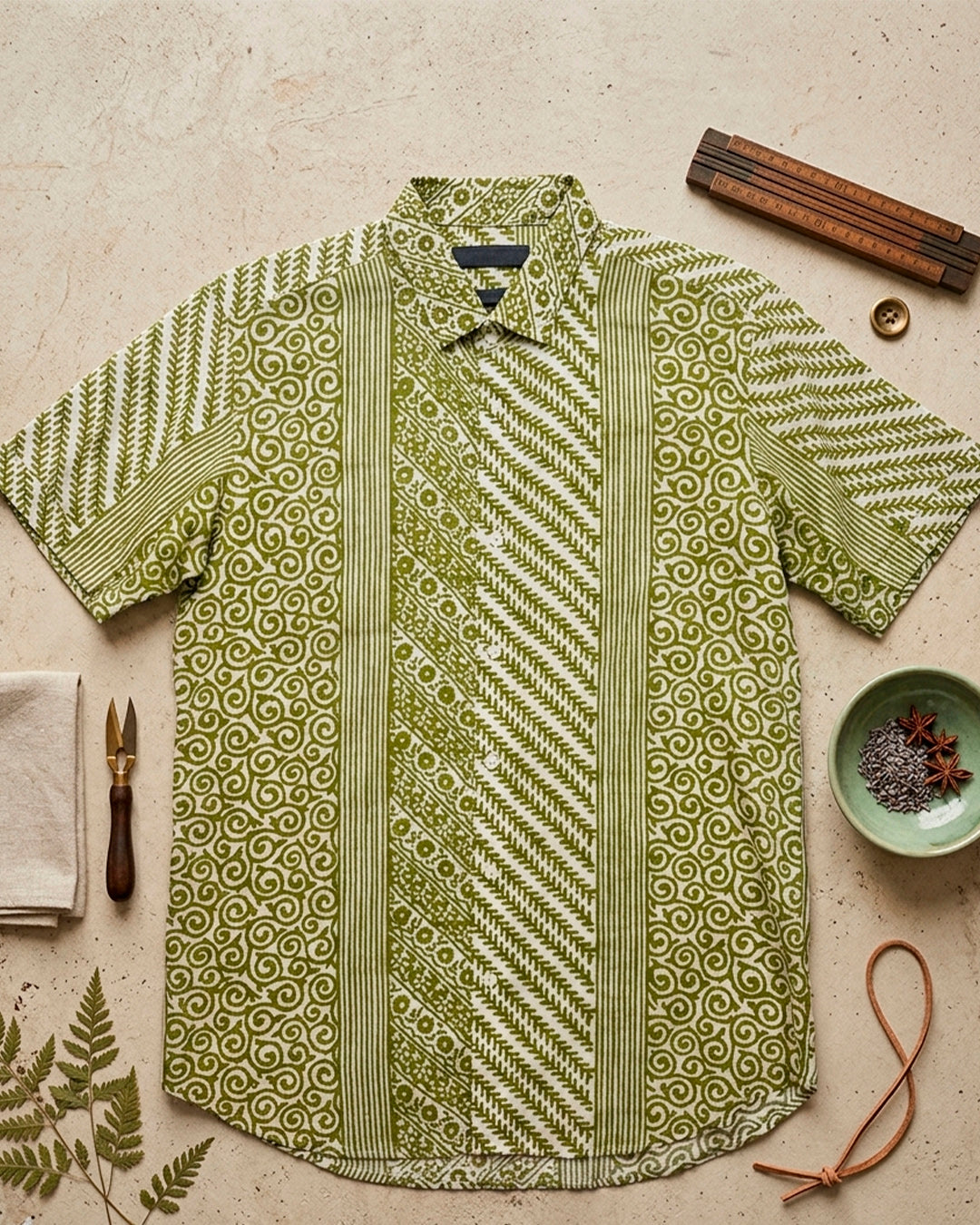 Pista green Cotton Half sleeve shirt