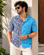 Blue Black Half Sleeve Shirt