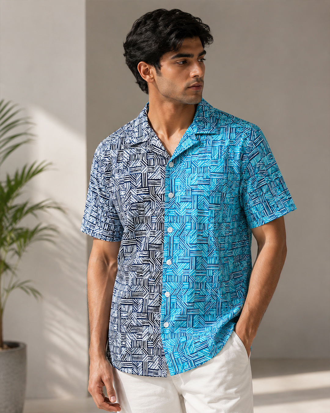 Blue Black Half Sleeve Shirt