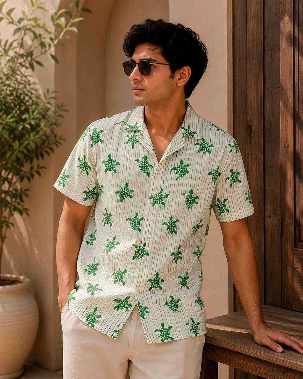 Green Turtle Printed Shirt