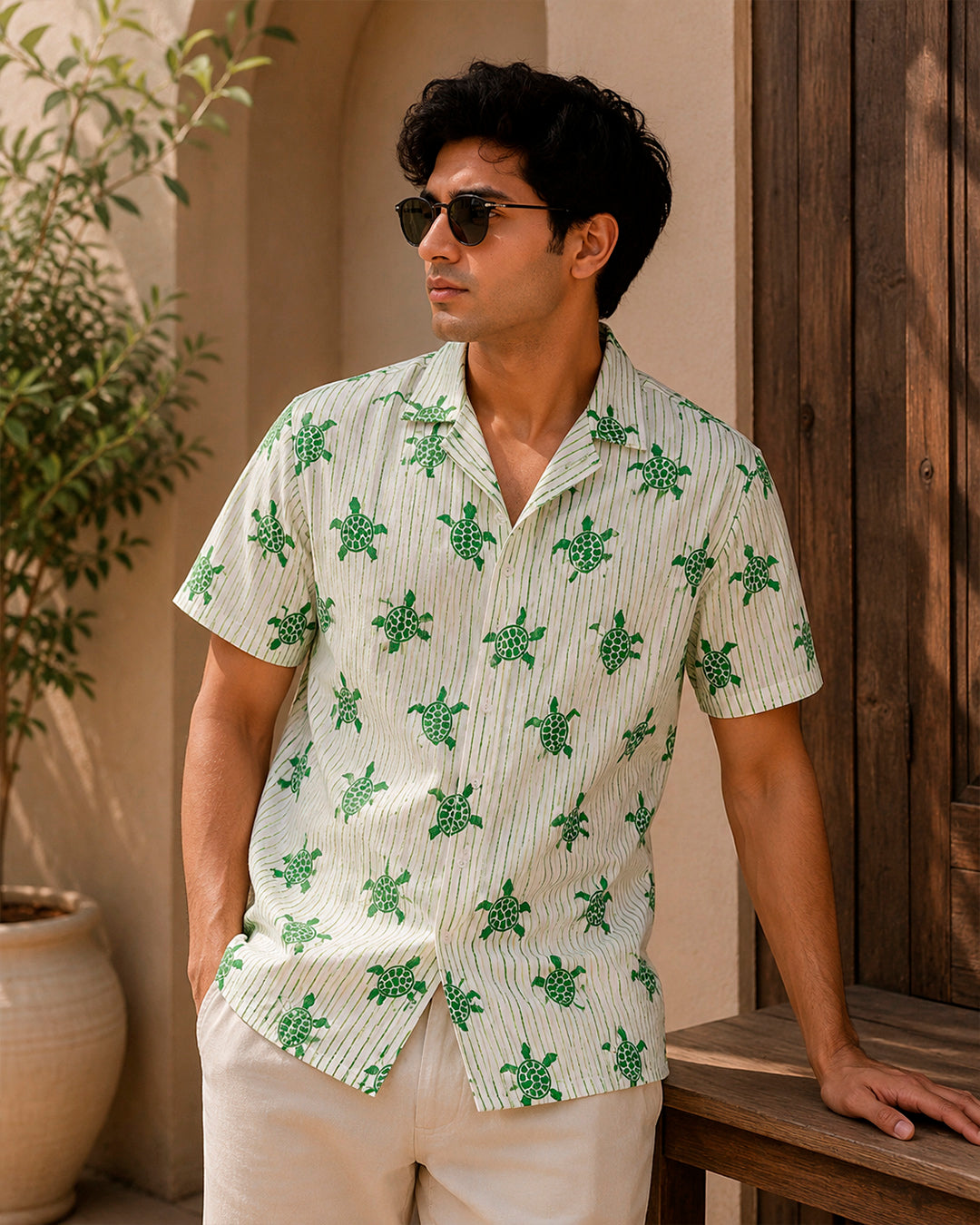Green Turtle Printed Shirt