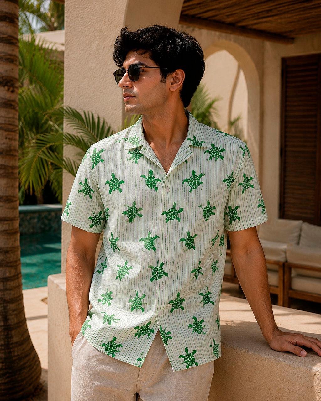 Green Turtle Printed Shirt