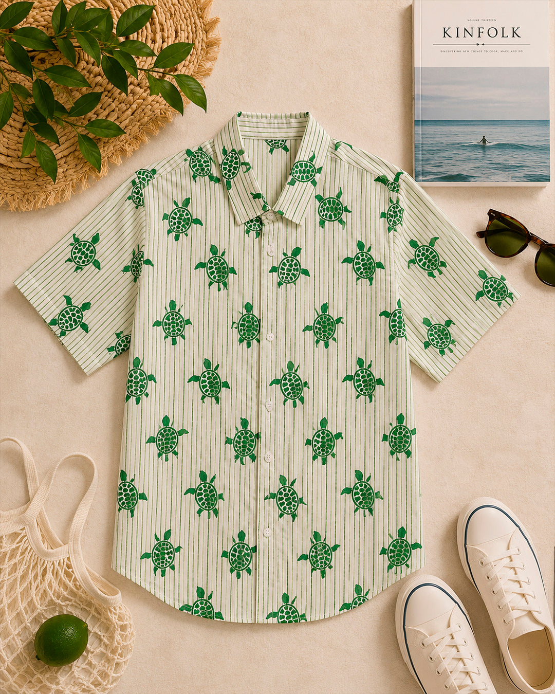 Green Turtle Printed Shirt