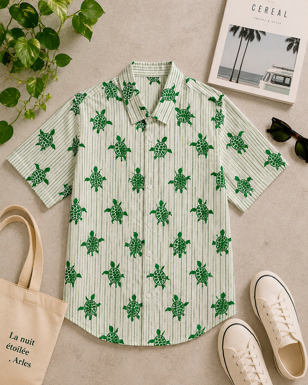 Green Turtle Printed Shirt