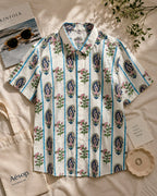 Blue Stripe with Mughal Floral Motif Shirt