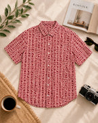 Red Egyptian Motif Printed Shirt