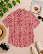 Red Egyptian Motif Printed Shirt