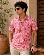 Red Egyptian Motif Printed Shirt