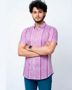 Purple Abstract Print Half Shirt
