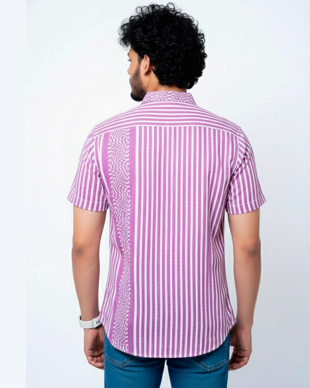 Purple Abstract Print Half Shirt