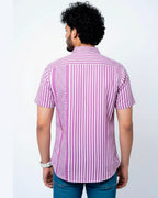 Purple Abstract Print Half Shirt