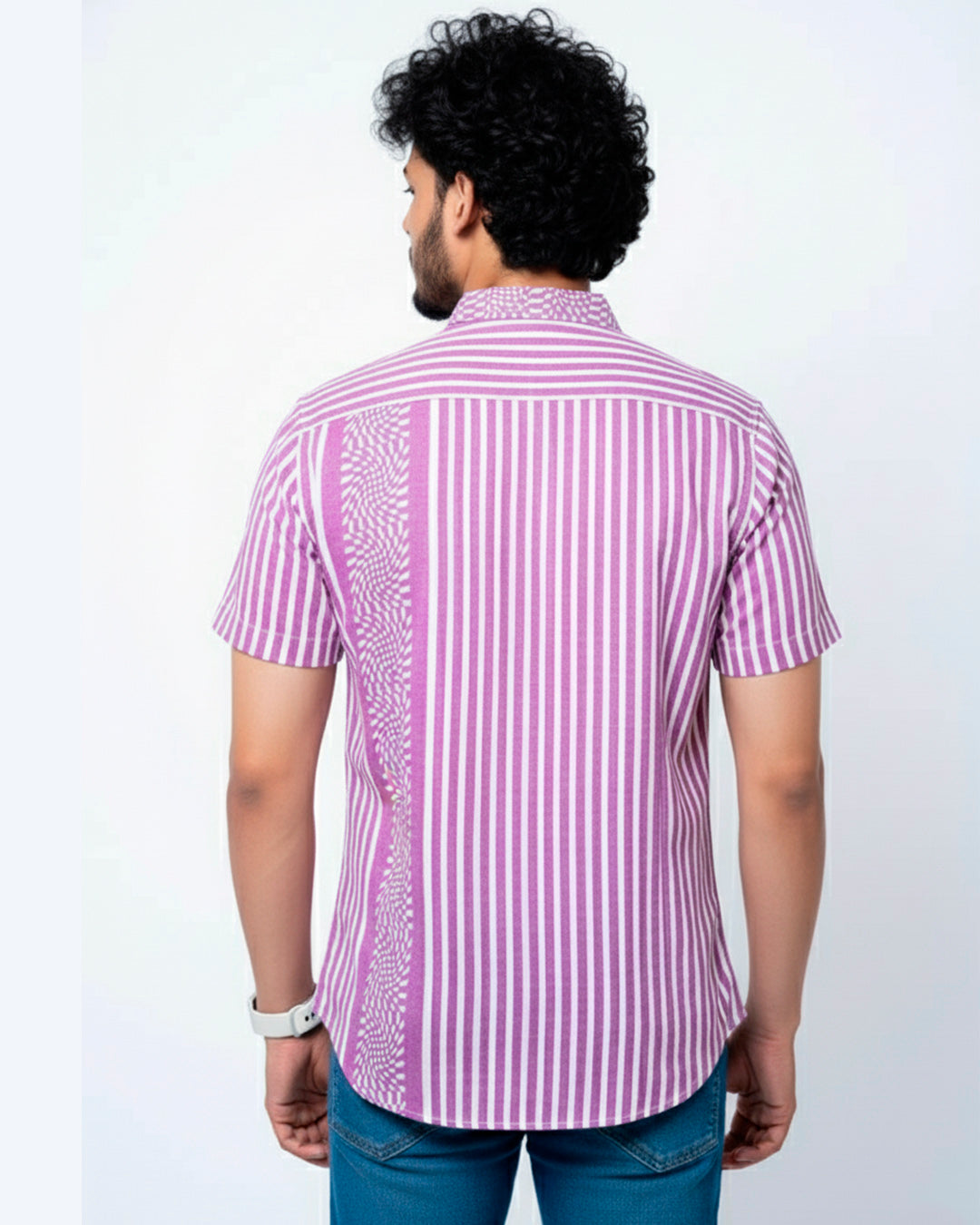 Purple Abstract Print Half Shirt