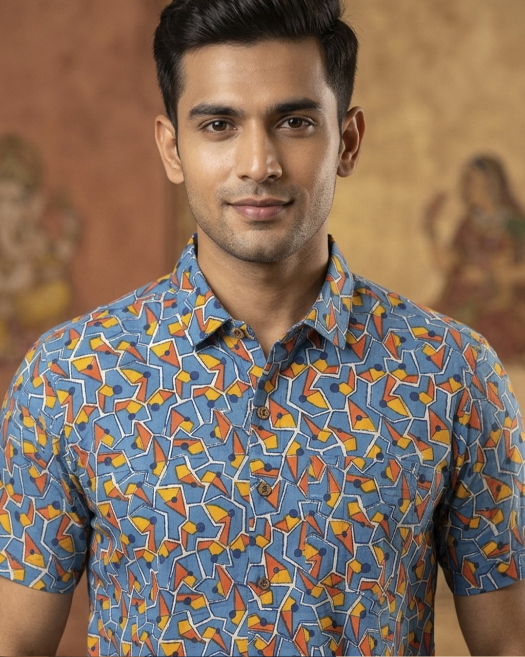 Geometric Abstract Print Half Sleeve Shirt