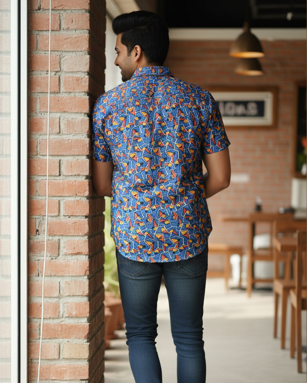 Geometric Abstract Print Half Sleeve Shirt
