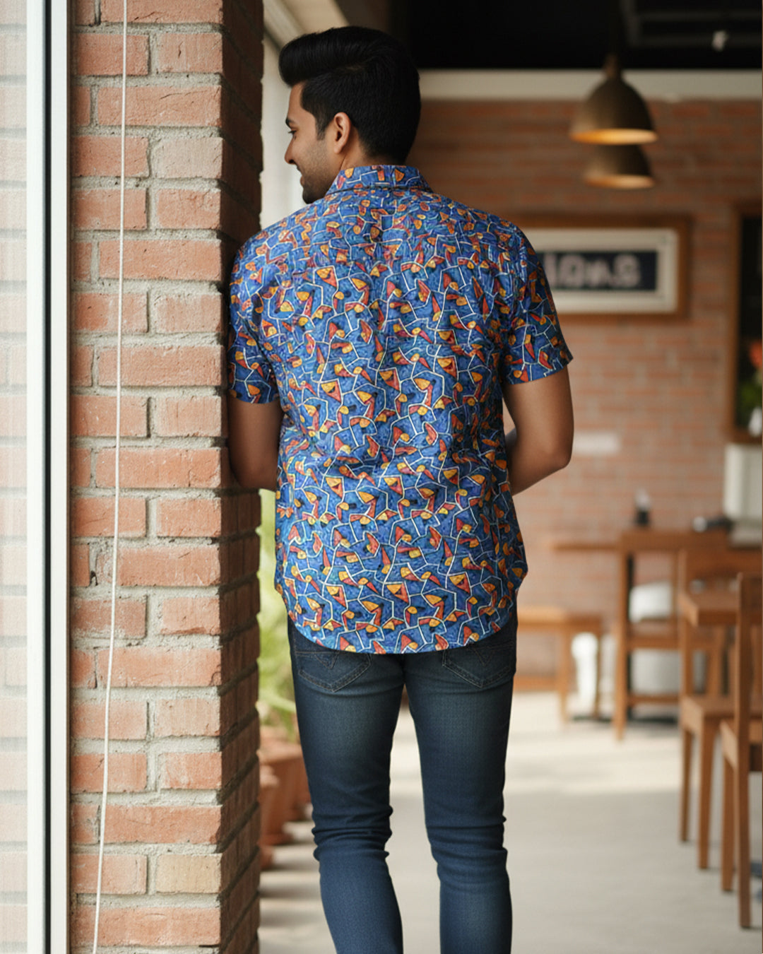 Geometric Abstract Print Half Sleeve Shirt