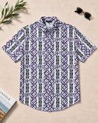 Purple and Black Geometric Half Shirt