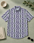 Purple and Black Geometric Half Shirt