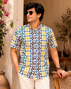Black Checks Box with Floral Print Shirt