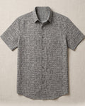 Black And Grey Basket Weave Print Half Sleeve Shirt