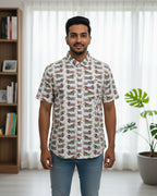 Dachshund Pattern Half-Sleeve Shirt