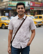 Maroon Floral Print Half Sleeve Shirt