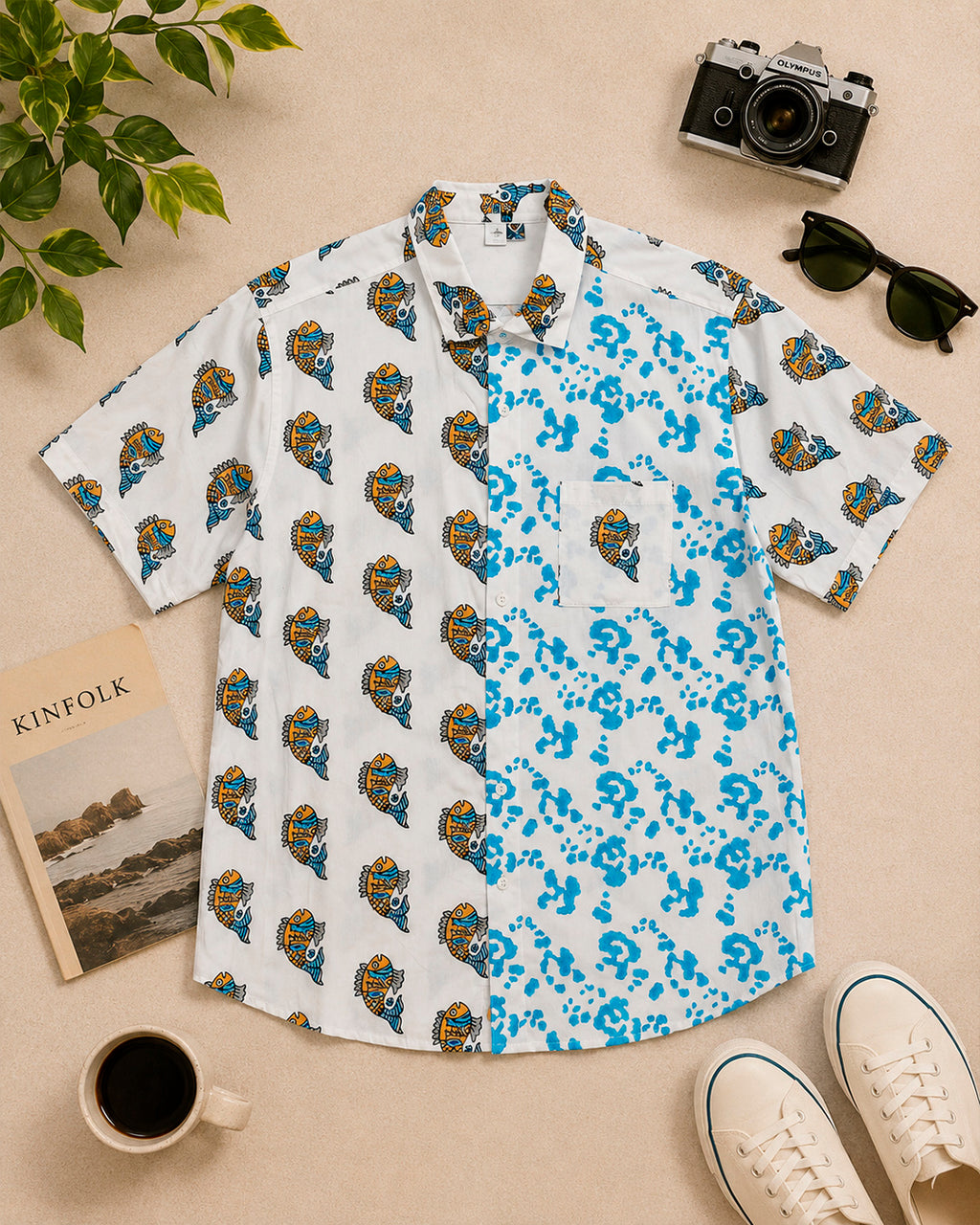 Fish and Water Shirt with Pocket