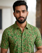 Green and Maroon Kalamkari Shirt