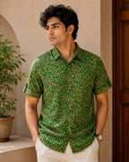 Green and Maroon Kalamkari Shirt