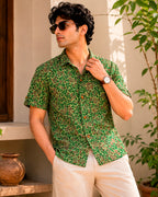 Green and Maroon Kalamkari Shirt