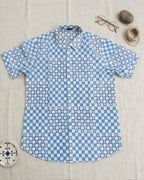 Powder Blue Checks and Dots Shirt