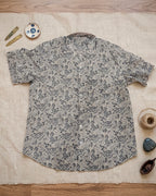 Grey and White Kalamkari Printed Shirt