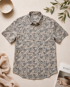 Grey and White Kalamkari Printed Shirt