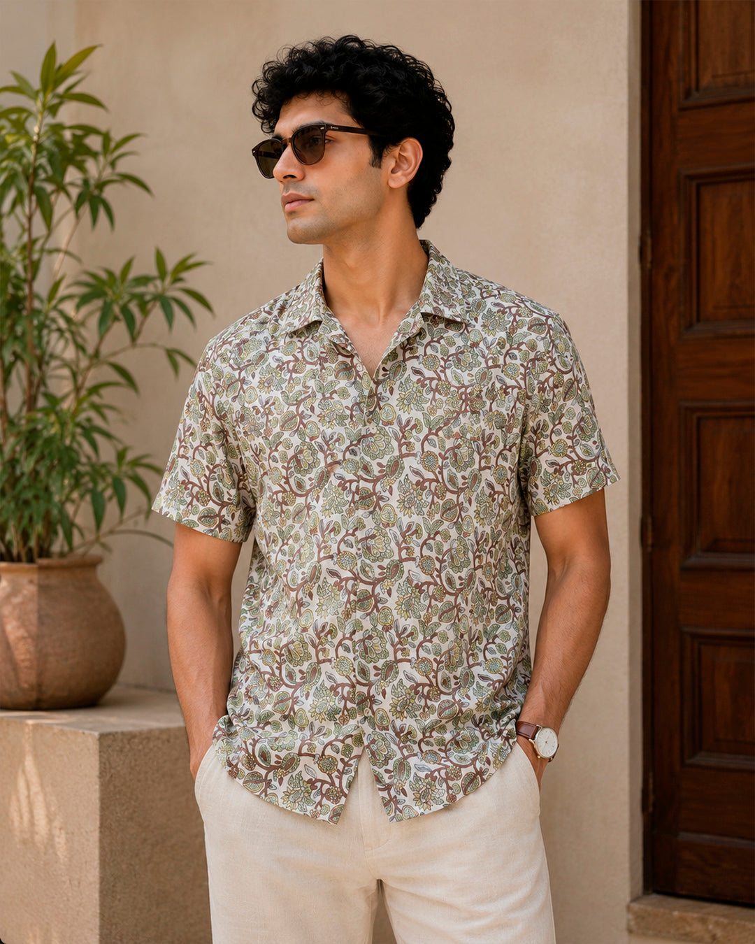 Floral Kalamkari Printed Shirt