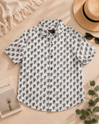 Blue and Grey Birds Pattern Shirt