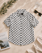 Blue and Grey Birds Pattern Shirt