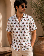 Rajasthani Animal Motif Striped Shirt