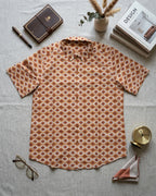 Brown Diamond Pattern Half sleeve shirt