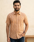 Brown Diamond Pattern Half sleeve shirt