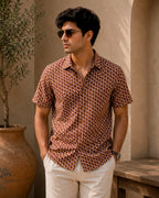 Brown and Maroon Geometrical Shirt