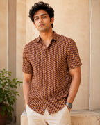 Brown and Maroon Geometrical Shirt