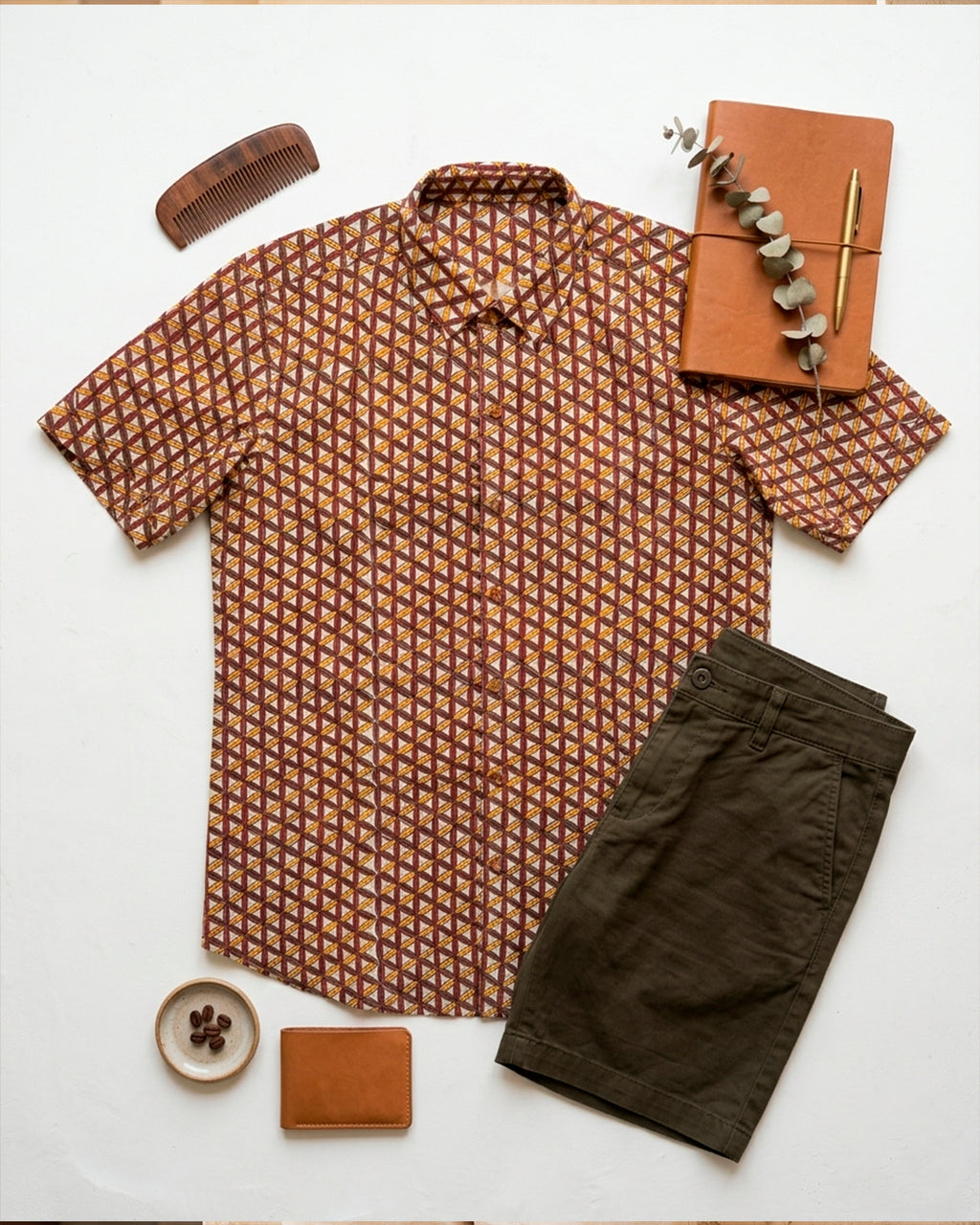Brown and Maroon Geometrical Shirt