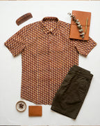 Brown and Maroon Geometrical Shirt