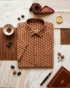 Brown and Maroon Geometrical Shirt