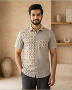 Pinchecks with Kalamkari Printed Shirt