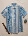 Blue Geometric Cotton Half sleeve Shirt