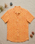 Orange Egyptian Motif Cotton Half sleeve Shirt