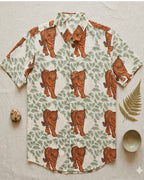 Tiger Print Cotton Half Sleeve Shirt
