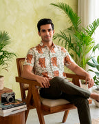 Tiger Print Cotton Half Sleeve Shirt