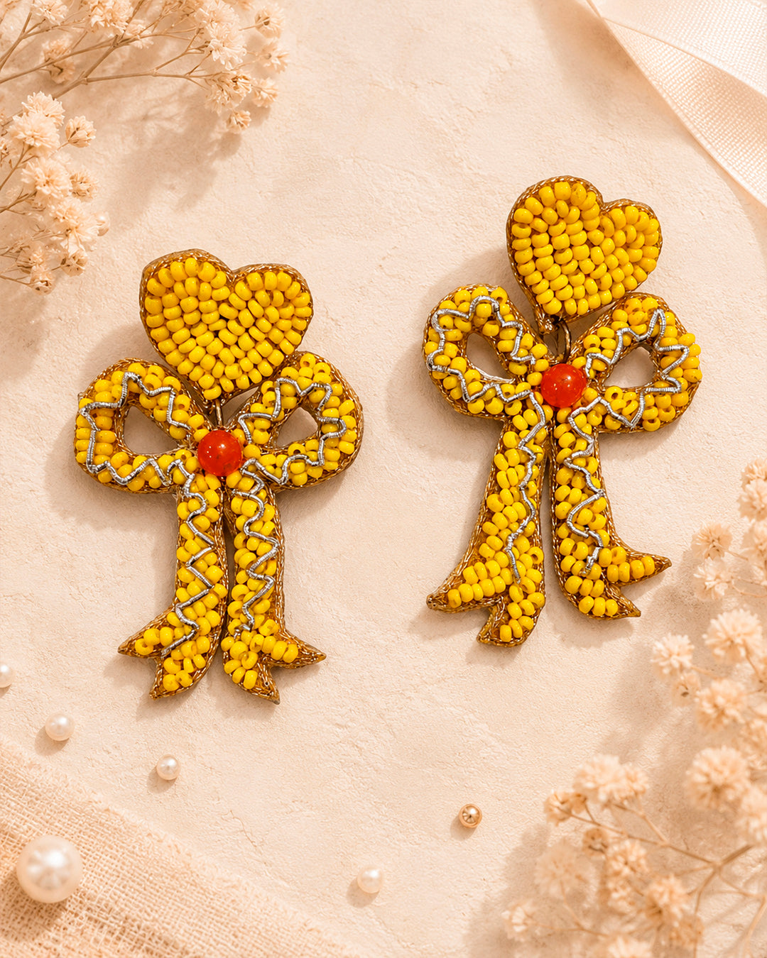 Yellow Bow Earring