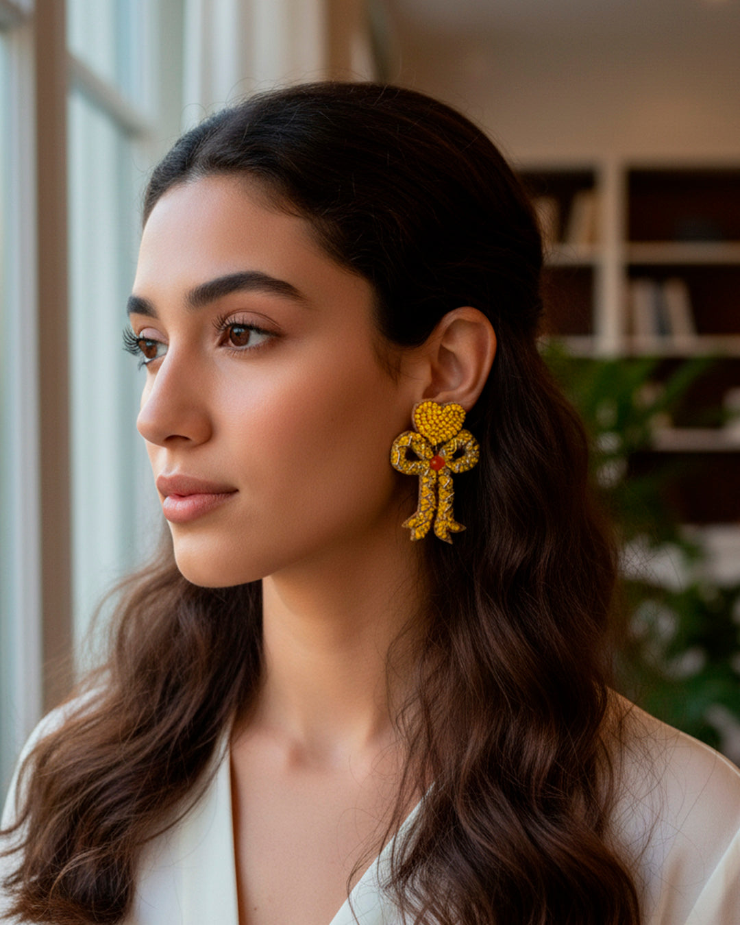 Yellow Bow Earring